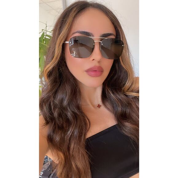 NEW Saint Laurent SL309M Aviator Sunglasses in Silver Grey - Picture 2 of 9